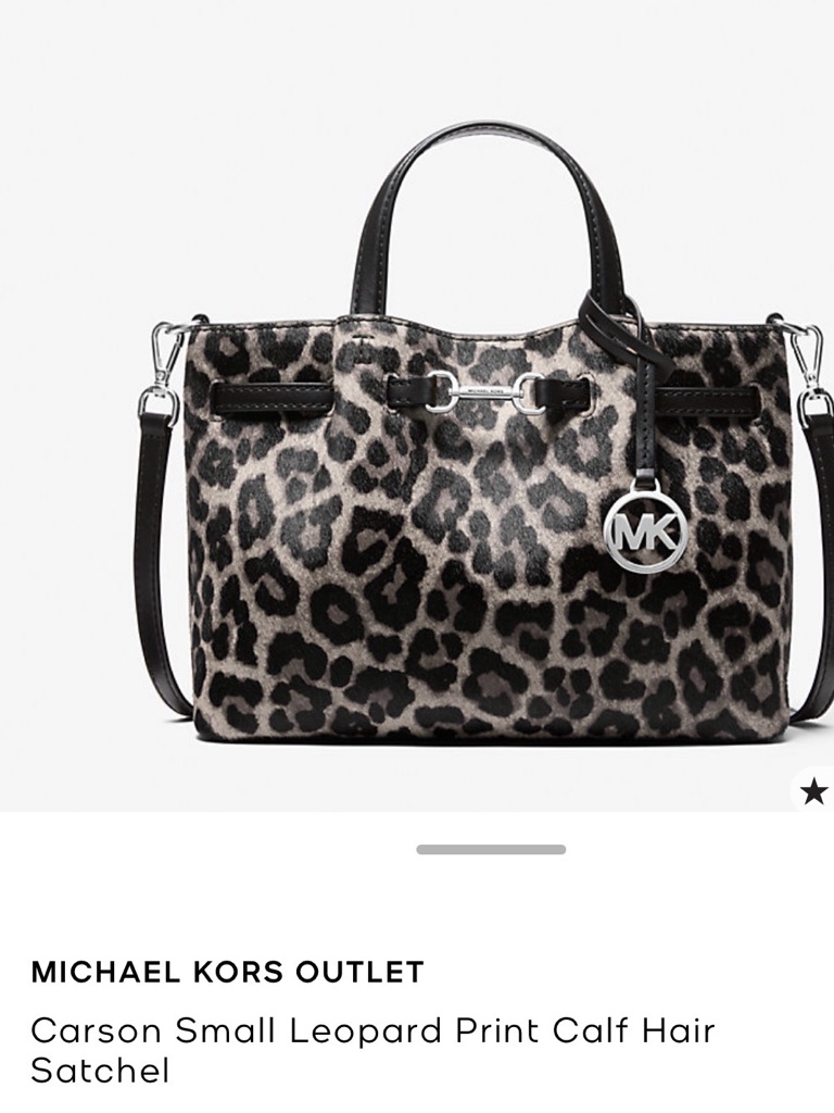 Michael Kors Leopard Print Satchel In Black And Gray